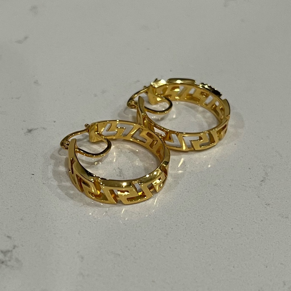 Authentic Versace Greca Hoop Earrings